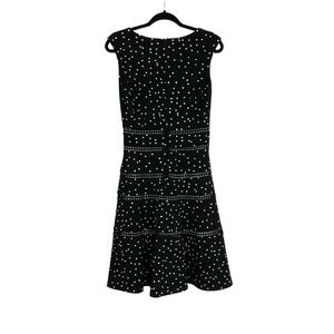 Taylor Women's Black White Polka Dot Sleeveless‎ V-neck A-line Mini Dress Size 2